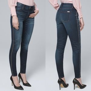 WHBM Mid Rise Tuxedo Stripe Skinny Ankle Jeans 10